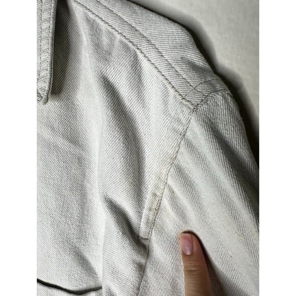 $395 VINCE Linen Italy Cropped Button-front Utility Jacket In Chalk Petite XS - Picture 9 of 16